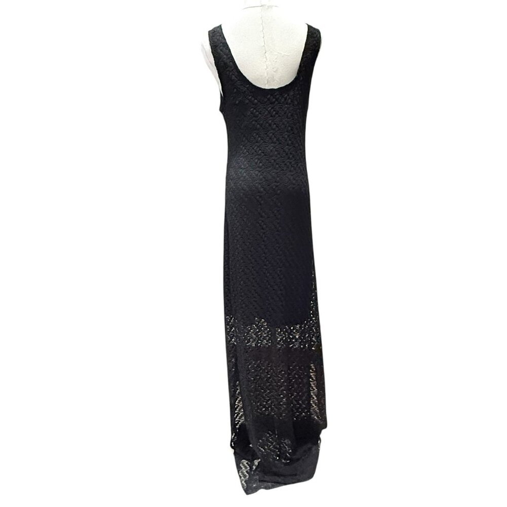 Vtg Y2K Black Crochet Size Large Full Length Whimsigoth Womens Maxi Dress - Picture 7 of 13